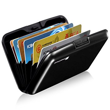 GreatShield RFID Blocking Wallet [8 Slots | Aluminum] Identity Safe Protection Card Holder (Black)