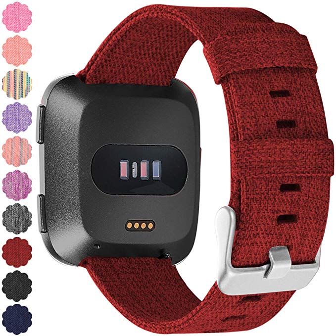 Maledan Replacement for Fitbit Versa Bands Women Men Large Small, Woven Fabric Accessories Strap Wrist Band Compatible with Fitbit Versa Smart Watch