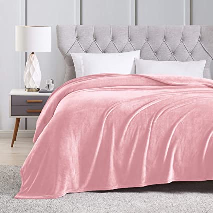 EXQ Home Fleece Blanket Queen Size Pink Throw Blanket for Bed or Couch - Microfiber Fuzzy Flannel Blanket for Adults or Kids