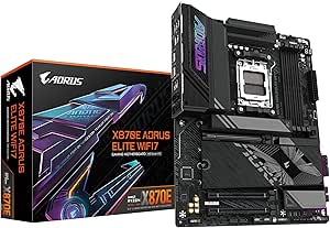 GIGABYTE Carte mère X870E A Elite WIFI7 - Prend en Charge Les processeurs AMD Ryzen 9000, VRM numérique 16 2 2 Phases, jusqu'à 8000MHz DDR5 (OC), 3xPCIe 5.0, Wi-FI 7, LAN 2.5GbE, USB 4