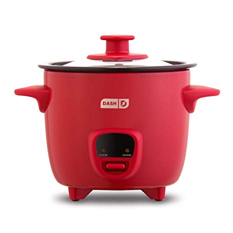 Dash DRCM200GBRD04 Mini Rice Cooker Steamer with Removable Nonstick Pot, Keep Warm Function and Recipe Guide -, 2 Cups, Great for Soups, Stews, Grains and Oatmeal -, Red