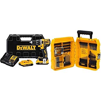 DEWALT DCD791D2 20V MAX XR Li-Ion 0.5" 2.0Ah Brushless Compact Drill/Driver Kit with DEWALT Drill/Driver Set, 80-Piece  (DW2587)