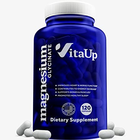 VitaUp Magnesium Glycinate 200mg - USA Made Magnesium Supplement - Stress Relief & Heart, Muscle, Metabolism, Joint Support - Magnesium Glycinate Capsules - Non-GMO, Gluten Free - 120 Vegan Capsules