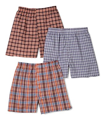 Fruit of the Loom Men's 3-Pack Assorted Tartan Plaids Woven Boxers