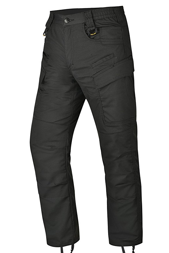 HARD LAND Men’s Waterproof Tactical Pants Ripstop Lightweight Work Cargo Pants with Elastic Waist BDU