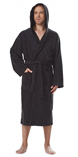 Arus Men's Classic Hooded Bathrobe Turkish Cotton Terry Cloth Robe