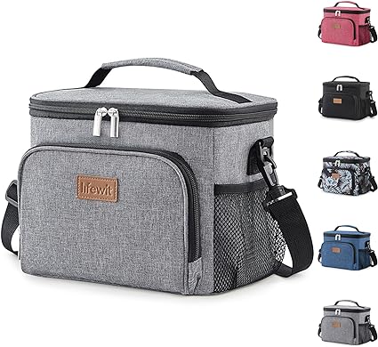 Lifewit Insulated Lunch Bag for Men, Thermal Lunch Box for Women Cool Bag, Reusable Leakproof Lunch Tote Bag with Adjustable Shoulder Strap for Adult for Work/Picnic/Beach, Grey 9L