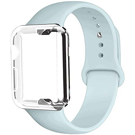 GBPOOT Compatible for Apple Watch Band 38mm 40mm 42mm 44mm, Soft Silicone Replacement Sport Wristband with Apple Watch Screen Protector Case Compatible for Apple Watch Iwatch Series 1/2/3/4