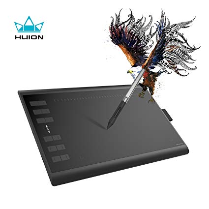 Huion Battery Free Tablet H1060P 10 x 6.25 inch Graphic Drawing Tablet with Tilt Function 8192 Levels Pressure 12 Express Keys