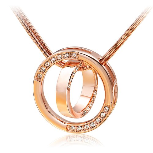 Fancydeli® Mothers Day Gifts for Her "Love in Love" Women Rose Gold Plated Circle Pendant Necklace