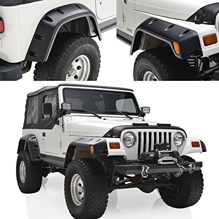 EAG Pocket Style Fender Flares With Mounting Hardware for 97-06 Jeep Wrangler TJ