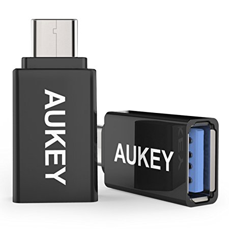 AUKEY USB C to USB A 3.0 Adapter ( 2 Pack ) Data Sync Type C Converter to USB A for New MacBook , MacBook Pro 2016 , ChromeBook Pixel , Lenovo ChromeBook and More Computers with USB Type C port - Black