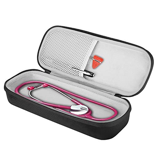 BOVKE Carrying Case for 3M Littmann Classic III Stethoscope - Extra Room for Taylor Percussion Reflex Hammer and Reusable LED Penlight, Black