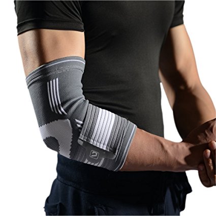 Liveup SPORTS Compression Elbow Support Sleeve Brace Bandage with High Elastic Wraps -Best Support and Joint Recovery for Tennis, Tendinitis, Golfers, Weightlifting, Arthritis - Unisex for Men and Women LS5673