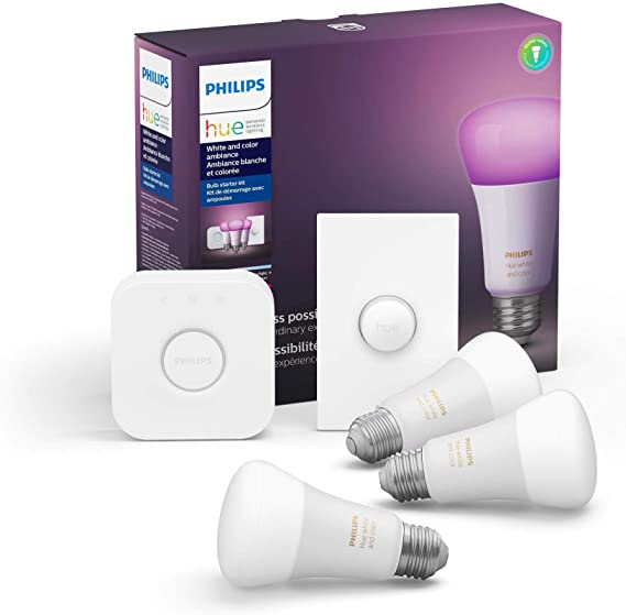 Philips Hue 553933 Colour and White Ambiance Starter Kit Smart Light Bulb