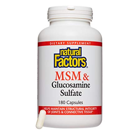 Natural Factors, MSM & Glucosamine Sulfate, Helps Maintain Healthy Joint, Cartilage and Connective Tissue, 180 capsules (180 servings)