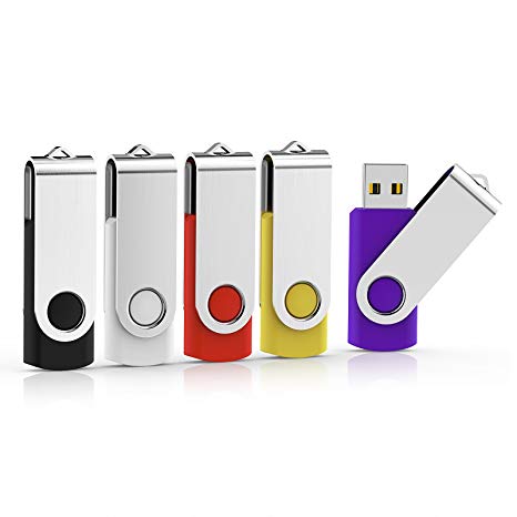 Aiibe 5pcs 1GB USB Flash Drive Pendrives Thumb Stick (5 Colors : Black Red Yellow White Purple)