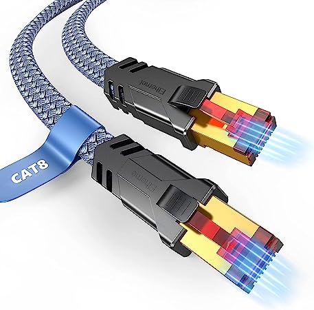 Snowkids Cat 8 Ethernet Cable 30 FT, Flat High Speed 30 FT Ethernet Cable, 40Gbps, 2000Mhz Braided High Duty Long Ethernet Cable, Gold Plated RJ45 Connector for Modem/Router/PS3/4/5/Gaming/PC