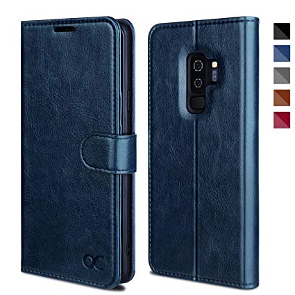 OCASE Samsung Galaxy S9 Plus Case, Premium Leather Flip Wallet Case with [Card Slots] [Kickstand Feature] [Magnetic Closure] For Samsung Galaxy S9 Plus Devices- Blue