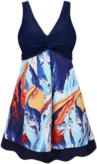 MiYang Women's Plus Size Printing Padded High Waist Swimdress