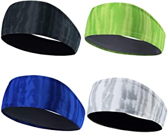 Obacle Headbands for Men Women Sweat Bands Headbands Non Slip Thin Lightweight Breatheable Head Band Outdoor Sports Workout Yoga Gym Running Jogging 4 Pack