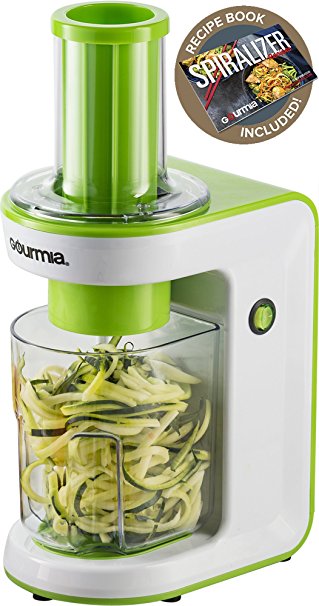 Gourmia GES580 Electric Spiralizer with 3 Blades Recipe Book, 110V - Green