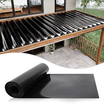 Muzata 1PCS 50FT Black Under Deck Drainage System Trough HDPE Waterproofing Membrane Fit for 12“ Joist Spacing M059