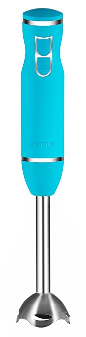 Chefman RJ19-RBR-S-Turq 300W Soft-Touch Rubberized Ice Crushing Immersion Blender, Turquoise