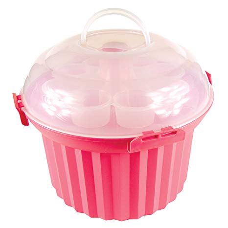 Fox Run 6973 Cupcake Carousel, Plastic, 24-Cups, Pink