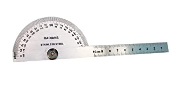 RADIANS Stainless Steel 180 Degree Protractor Angle Finder Rotary Measuring Ruler Silver