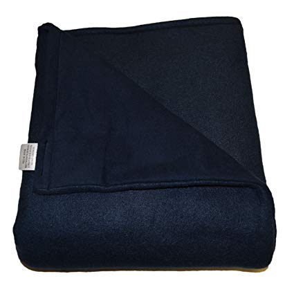 SENSORY GOODS Adult - Deluxe - Made in America - Large Weighted Blanket 15lb Medium Pressure - Navy - Fleece/Flannel (76" x 50") Provides Comfort and Relaxation