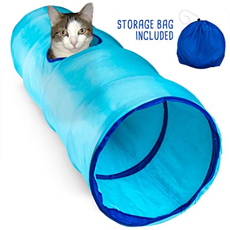 Krinkle Collapsible Cat Tunnel with Peek Hole and Storage Bag by Weebo Pets