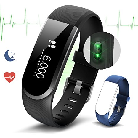 Fitness Tracker Heart Rate Monitor Pedometer Watch Smart Bracelet Activity Tracker with Sleep Monitor/Calorie Monitor Call/Messages Alert/Swimming/Bluetooth/Sedentary Reminder/Camera Remote Control by Ironpeas