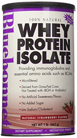 BlueBonnet 100% Natural Whey Protein Isolate Powder, Strawberry, 1 Pound