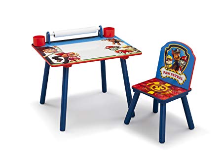 PAW Patrol Art Desk with Dry-Erase Tabletop and Color Book Paper Roll, Nick Jr.