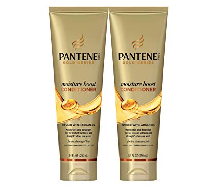 Pantene, Sulfate Free Conditioner, Moisture Boost, Pro-V Gold Series, for Natural and Curly Textured Hair, 8.4 fl oz, Twin Pack