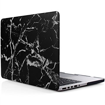 iDOO Matte Rubber Coated Soft Touch Plastic Hard Case for MacBook Pro 15 inch Retina without CD Drive Model A1398 Black Marble