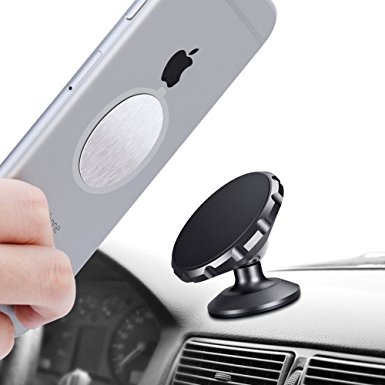 Car Mount, JSAUX Universal Stick On Dashboard Magnetic Car Mount Holder for Smartphones iPhone 7 Plus 6 6S,Samsung Galaxy S8 S7,Google Pixel,LG and GPS, 360°Rotation, Black