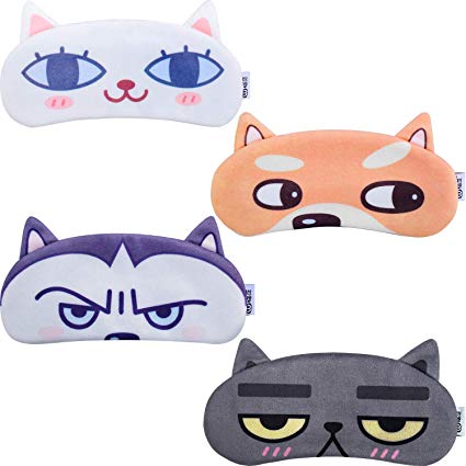 Boao 4 pieces Cute Eye Mask Sleep Masks Sleeping Mask for Kids Women Men