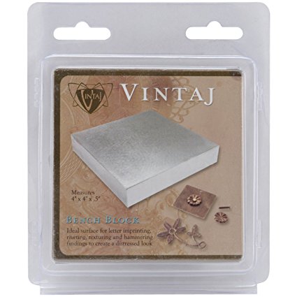 Beadsmith-Vintaj Steel Bench Block, 4 by 4 by 0.5-Inch