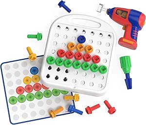 Educational Insights Design & Drill Patterns & Shapes Drill Toy, 58 Piece Set, STEM Toy for Ages 3