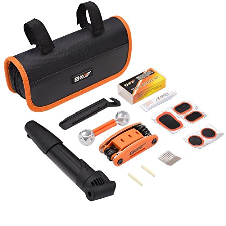 AQQEF Bike Repair Kit, Bicycle Repair Kits Bag In cloud 120 PSI Portable Mini Pump & 16 in 1 Bike Multi Tool Kit Sets