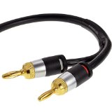 Mediabridge ULTRA Series Speaker Cable with Dual Gold Plated Banana Tips 6 Feet - High Strand Count Copper OFC Construction - Black New and Improved Version Part SWT-06B