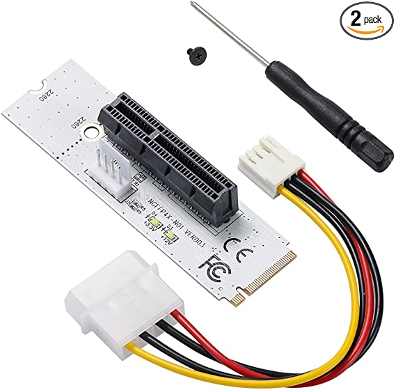 MZHOU 2 Pack PCI-E 4X to M.2 NGFF Adapter Card M.2 Key M Transfer Card 4X Signal M2 Card NVME with Light (2 Packs)