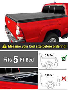 MaxMate Tri-Fold Truck Bed Tonneau Cover Works with 2019 Toyota Tacoma | Fleetside 5' Bed | for Models with or Without The Deckrail System