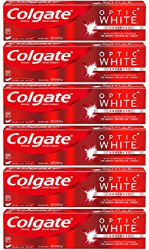 Colgate Optic White Whitening Toothpaste, Sparkling White - 5 Ounces (6 Pack)