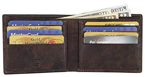 RFID Leather BiFold Wallet For Men With 1 ID Window 8 Credit Card Slots comes in a Gift Box
