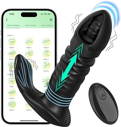 Prostate Massager Thrusting Anal Toys, 3 in 1 Vibrating Male Sex Toys4couples Men & Women Dildo with 3 Thrusting & 9 Vibrating Modes, App & Remote Control Anal Dildo Butt Plug Adult Toys4mens UK