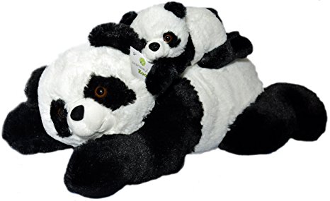 Super Soft Giant Panda Bears Stuffed Animals Set by Exceptional Home Zoo - 18" Pandas with Baby Teddy Bear Cub - Kids Toys - Plush Animal Gifts Children - Give Happiness
