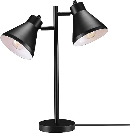 Globe Electric Novogratz x 52999 18" 2-Light Desk Lamp, Matte Black, On/Off Rotary Switch on Each Shade, Pivoting Lamp Heads, Industrial, Home Office Accessories, Desk Lamps for Home Office